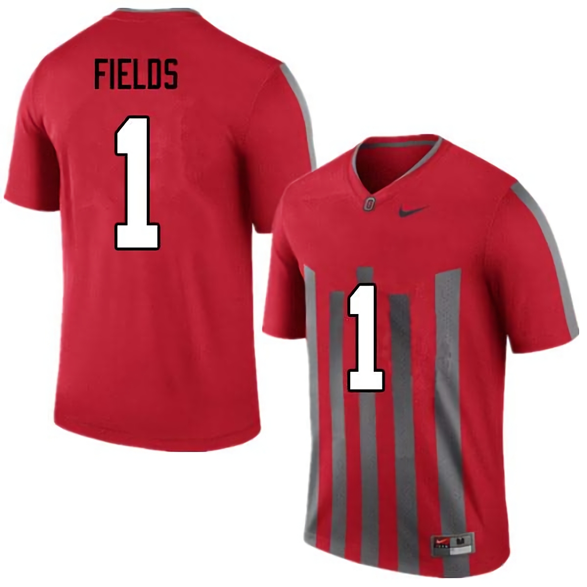 Justin Fields Ohio State Buckeyes Men's NCAA #1 Nike Throwback Red College Stitched Football Jersey LJK3556FL